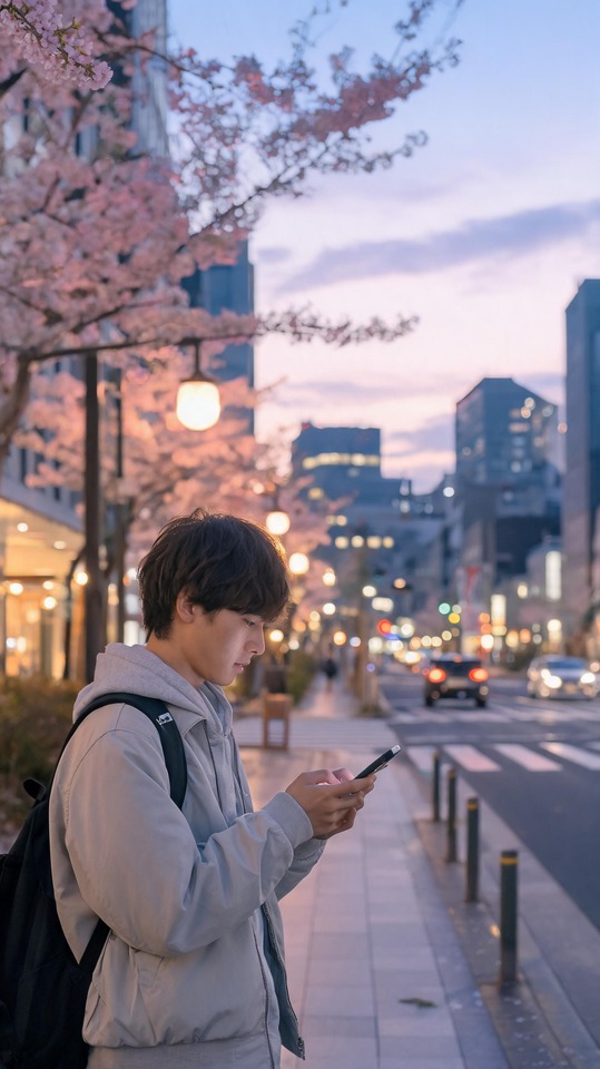 Ville et Sakura Style Ymobile - Fond d'écran 4K