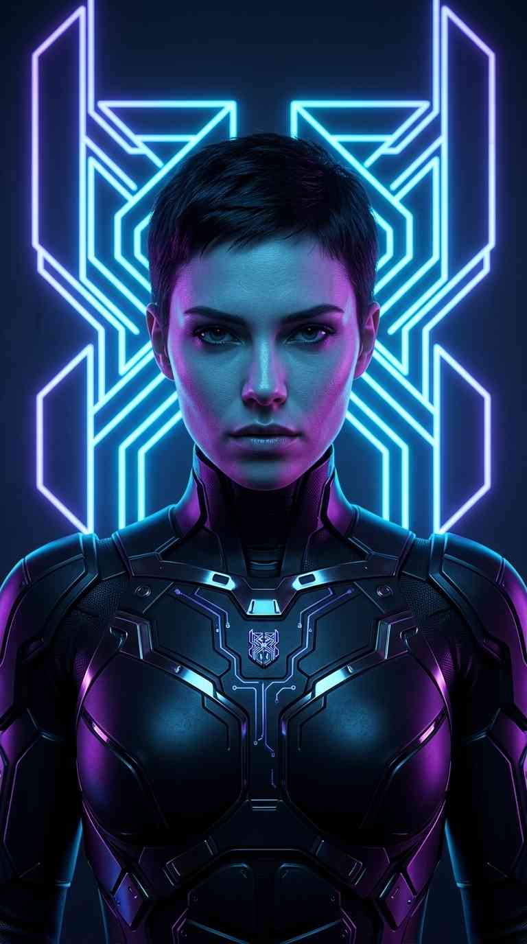 Héroïne Cyberpunk Néon - 4K Fond d'écran