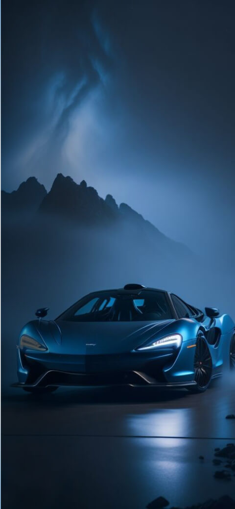 Blauer Sportwagen Nacht - 4K Wallpaper