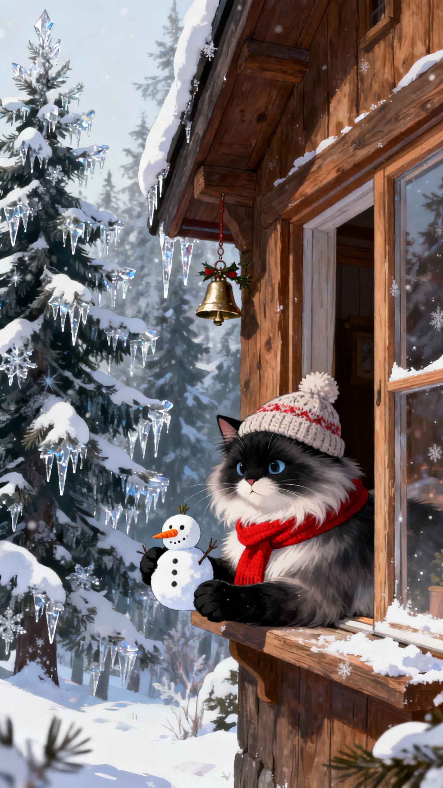 Gato Acogedor de Invierno - Fondos para Celular 4K
