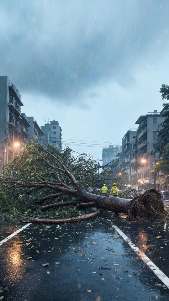 Effondrement d'Arbre Urbain - 4K Fond d'Écran