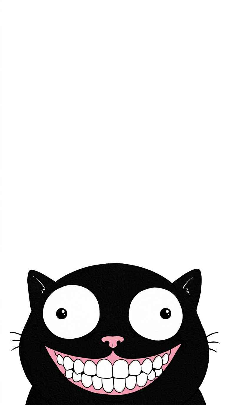 Grinsende Schwarze Katze - 4K Handy Wallpaper