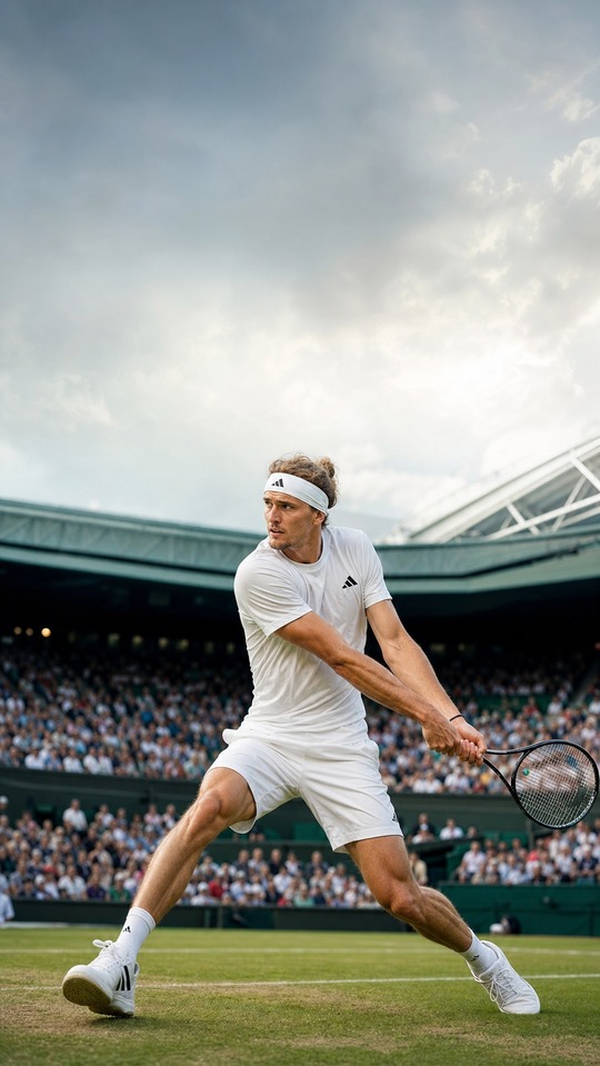 Alexander Zverev Wimbledon Action - 4K Mobile Background