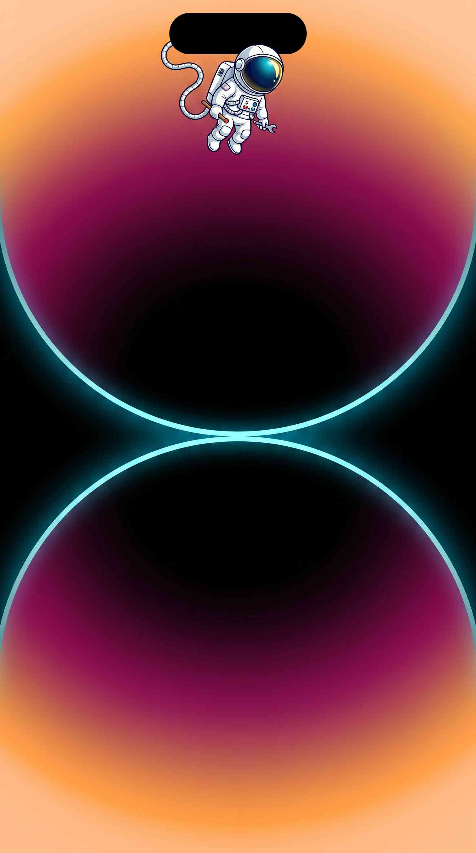 Astronaut Dynamic Island Neon - 4K Wallpaper