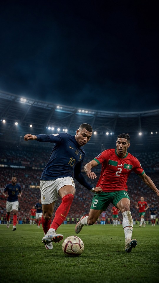 France vs Morocco World Cup Match - 4K Football Wallpaper