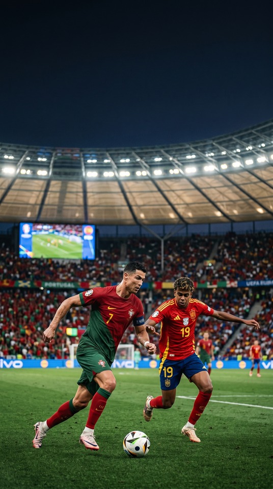 Portugal vs Spain Ronaldo & Yamal - 4K Football Wallpaper