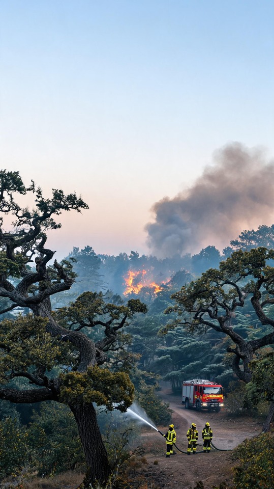 Waldbrand Fontainebleau - 4K Feuerwehr Hintergrundbild