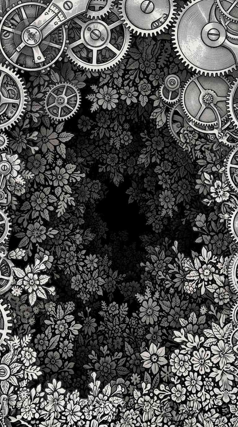 Steampunk Zahnräder & Florales - 4K Handy Wallpaper