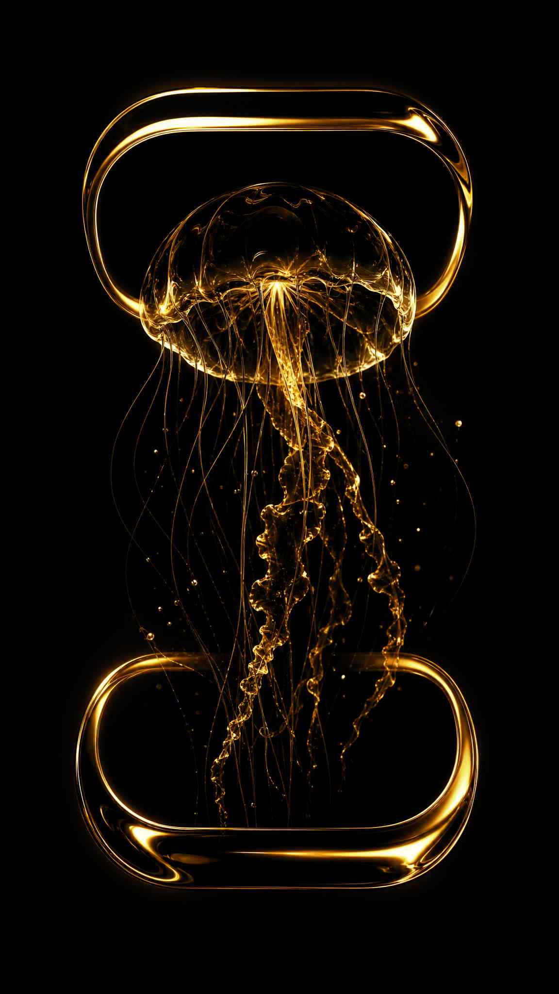 Golden Jellyfish Liquid Hourglass - 4K Wallpaper
