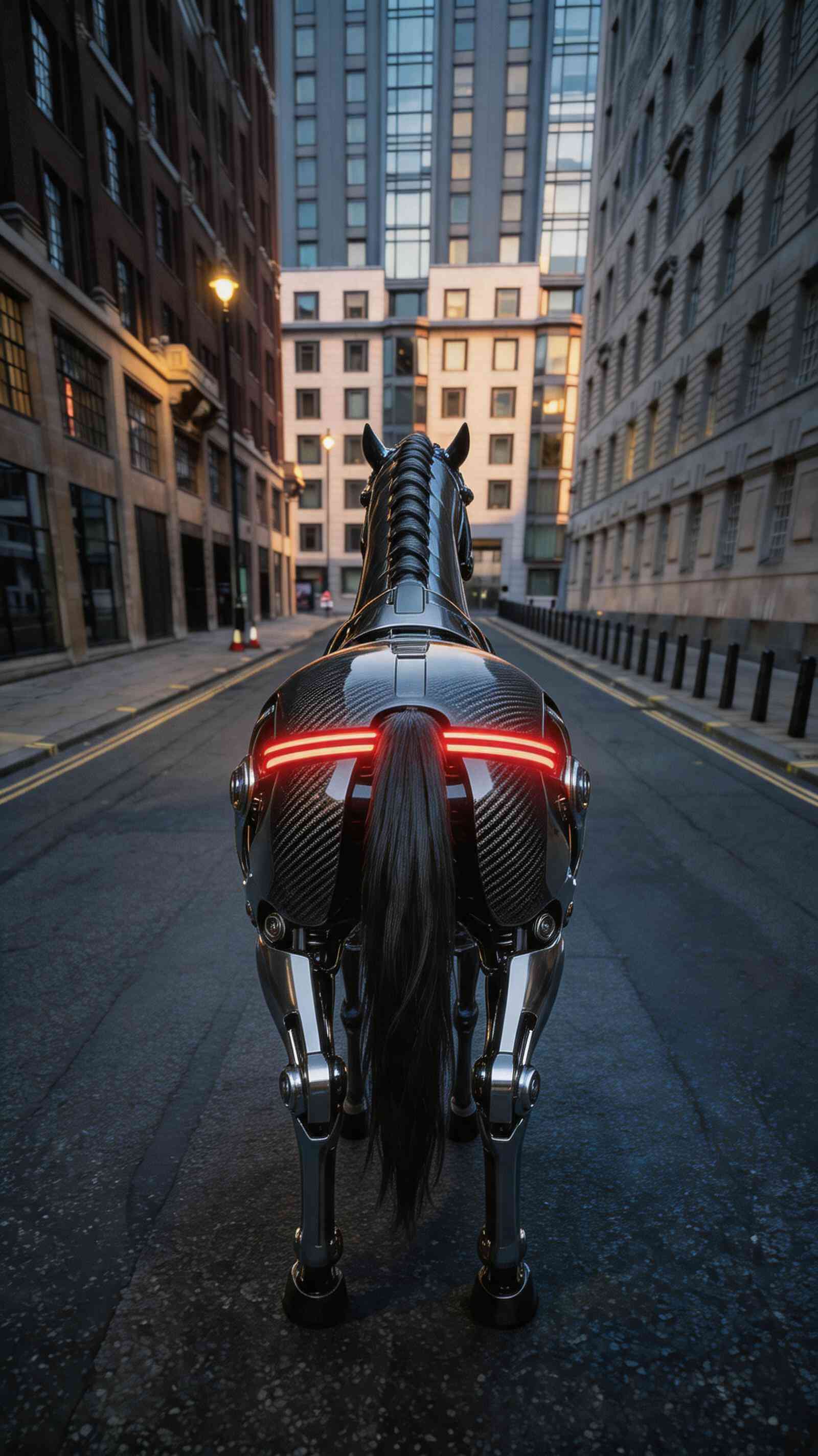 Cyber Horse in the City 4K Wallpaper