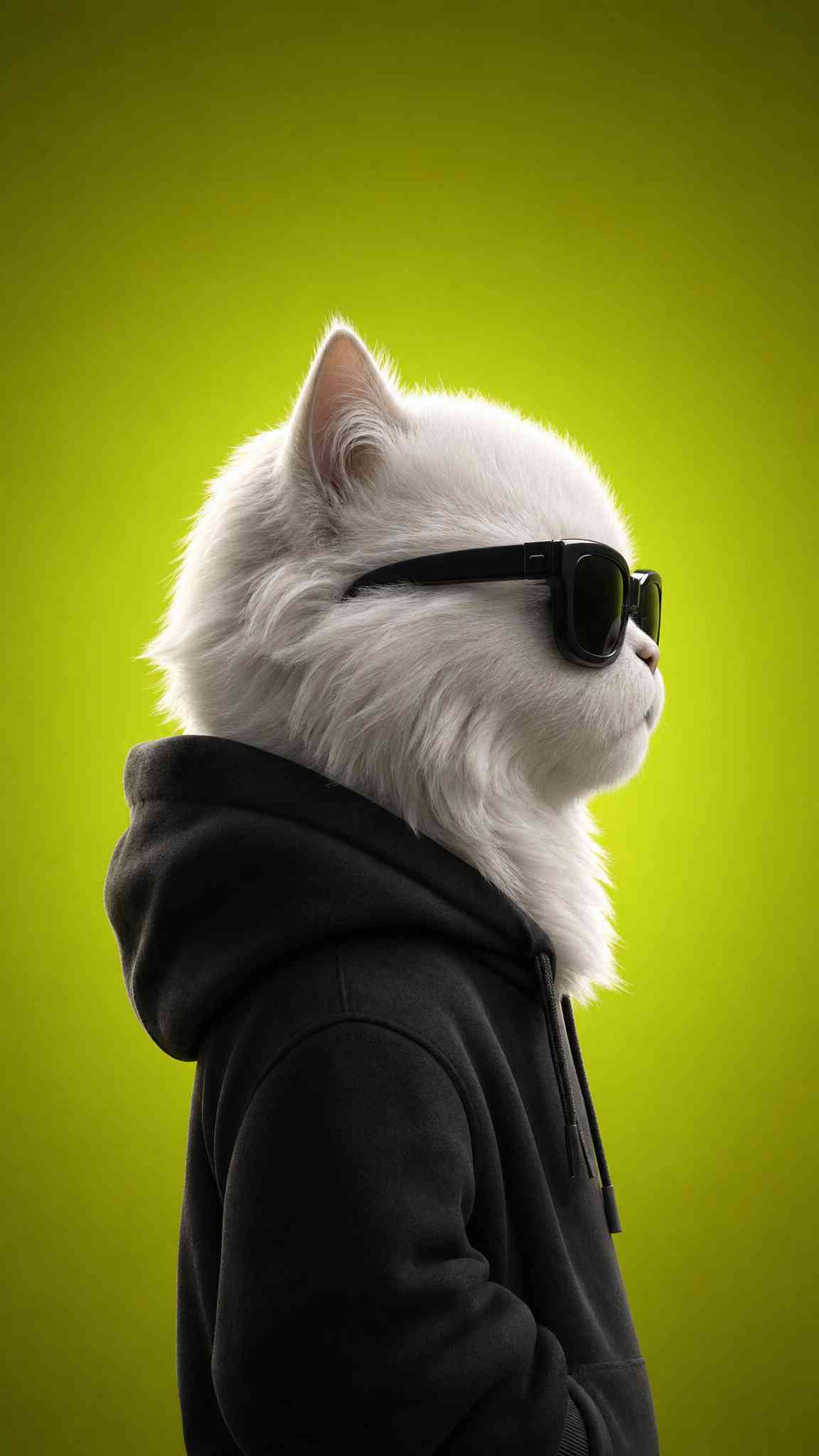 Cool White Cat in Sunglasses Wallpaper