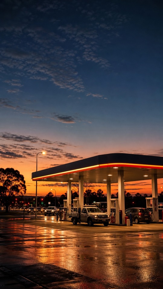 Fuel Station at Golden Hour - 4K Phone Wallpaper