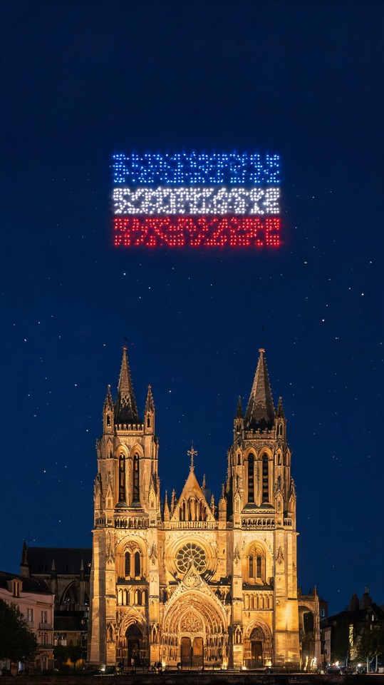 14 Juillet Feux d'Artifice Drone Spectacle - 4K Wallpaper