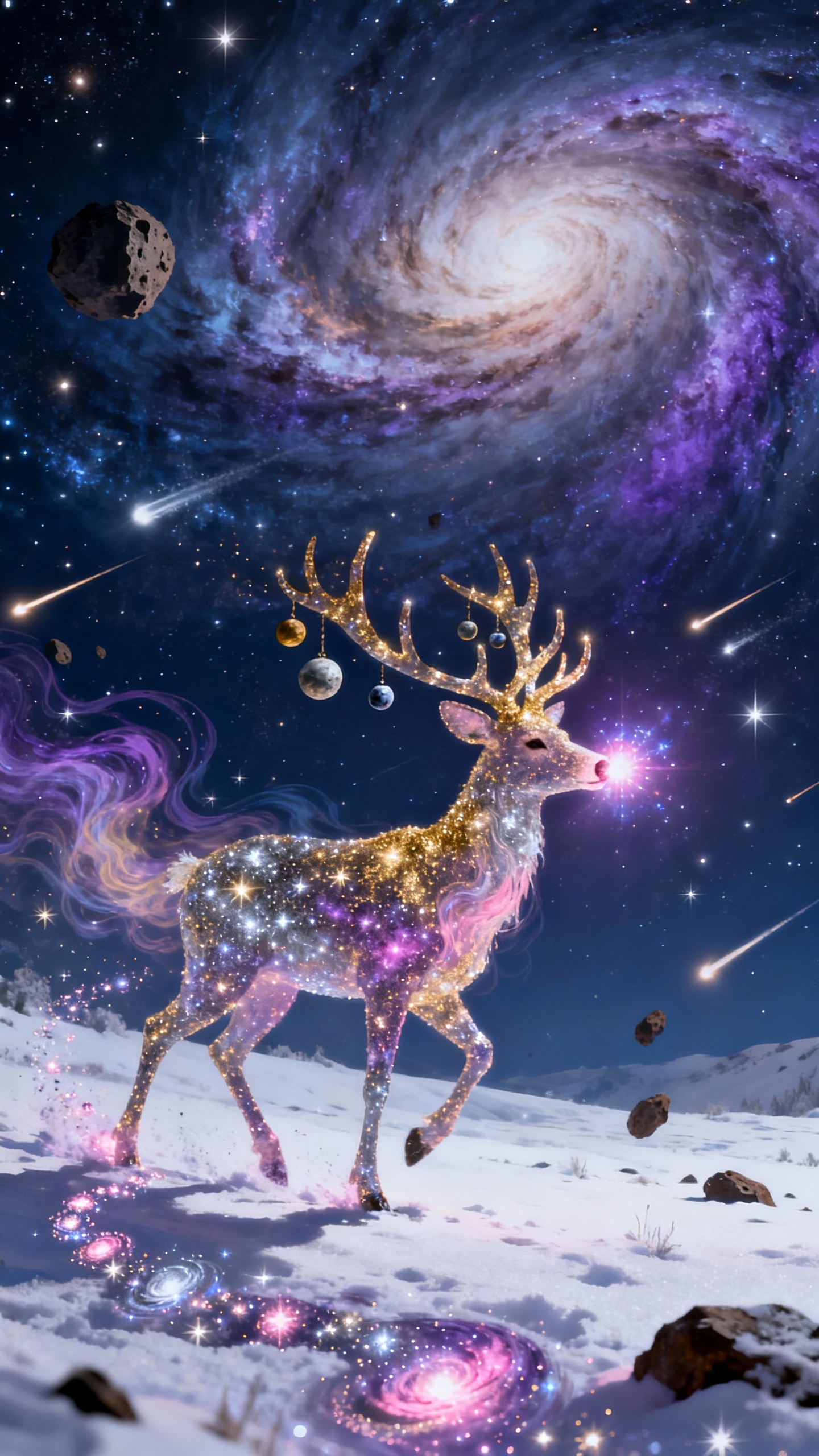 Kosmischer Hirsch Galaxie - 4K Handy Wallpaper