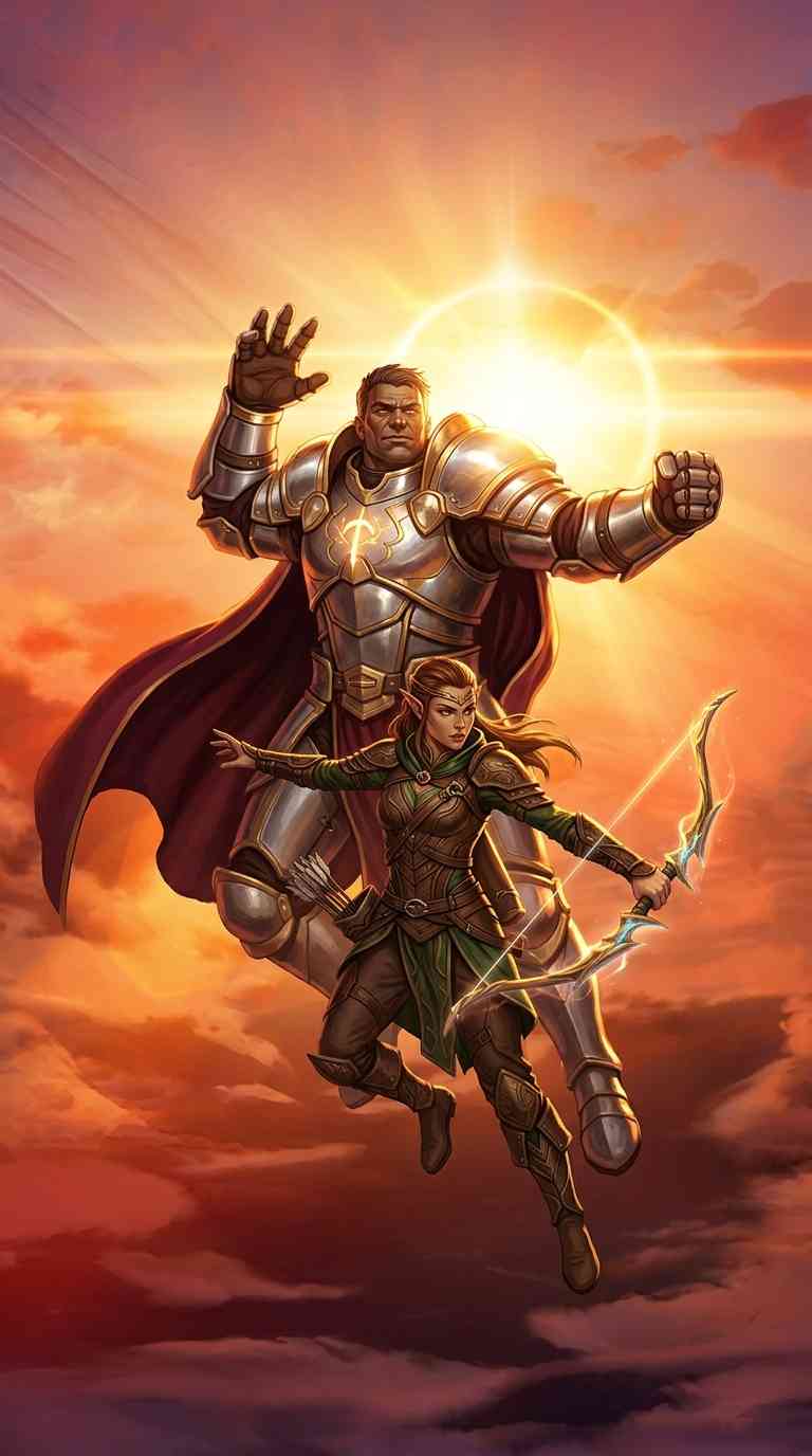 Paladin and Elf Archer Epic Art - 4K Wallpapers
