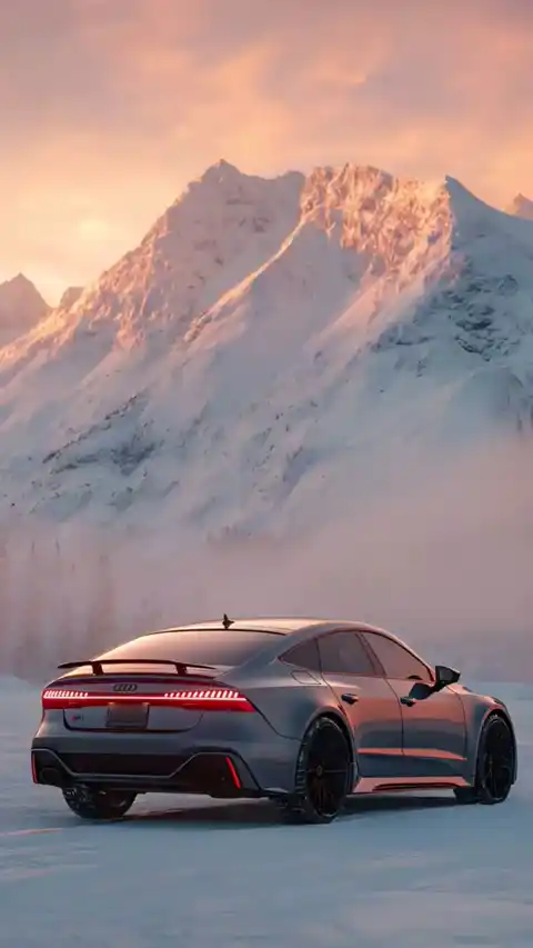 アウディ RS7 雪山 夕日 動画壁紙