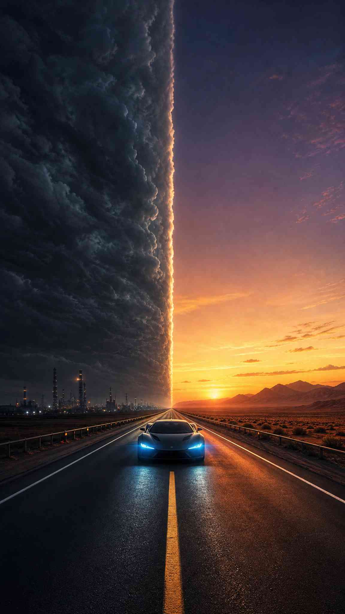 Futuristic Supercar Highway - 4K Wallpaper