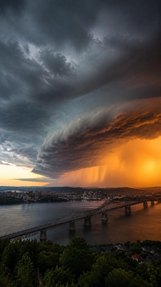 Veille Orange Storm over Montreal - 4K Wallpaper