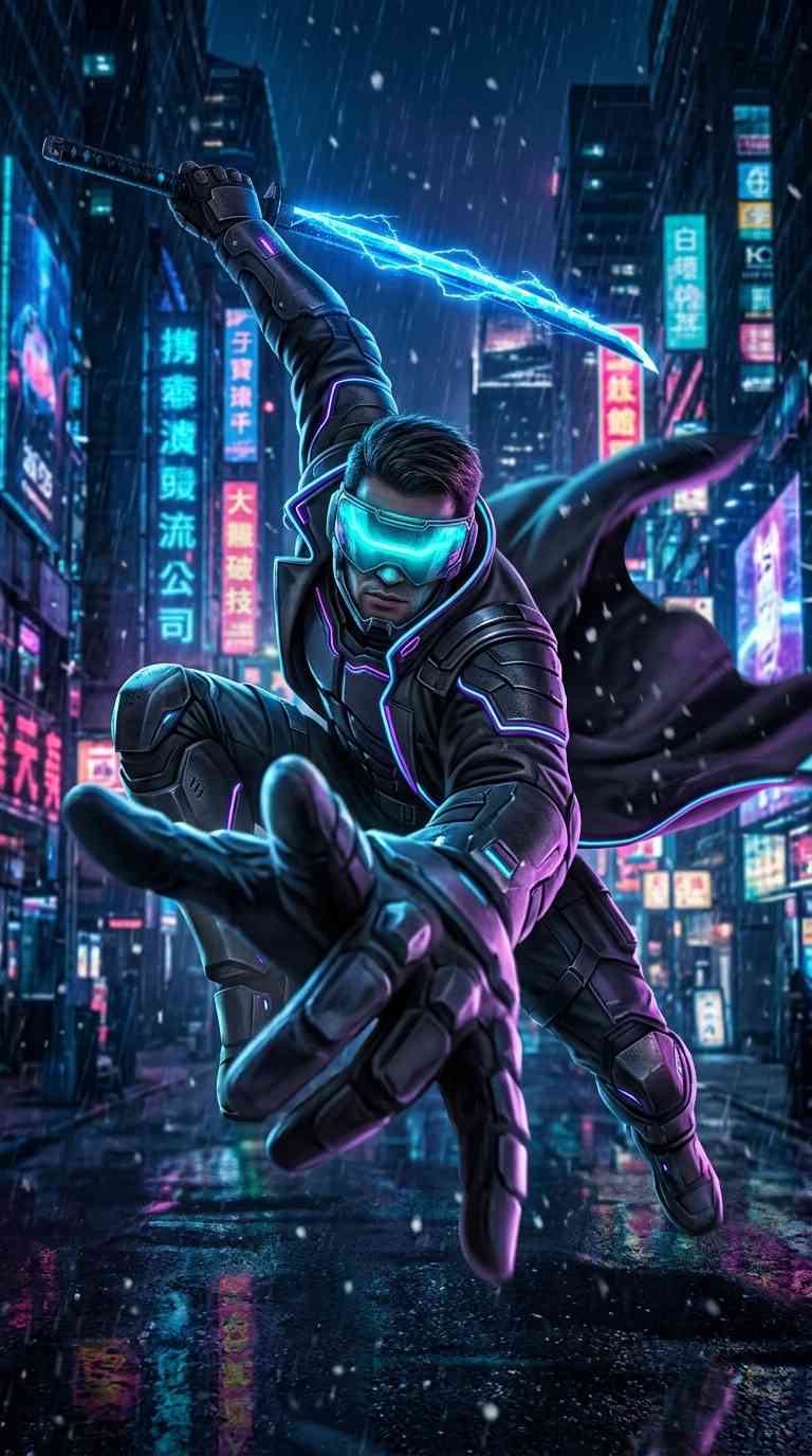 Ninja Cyberpunk Urbain - Fond d'écran 4K