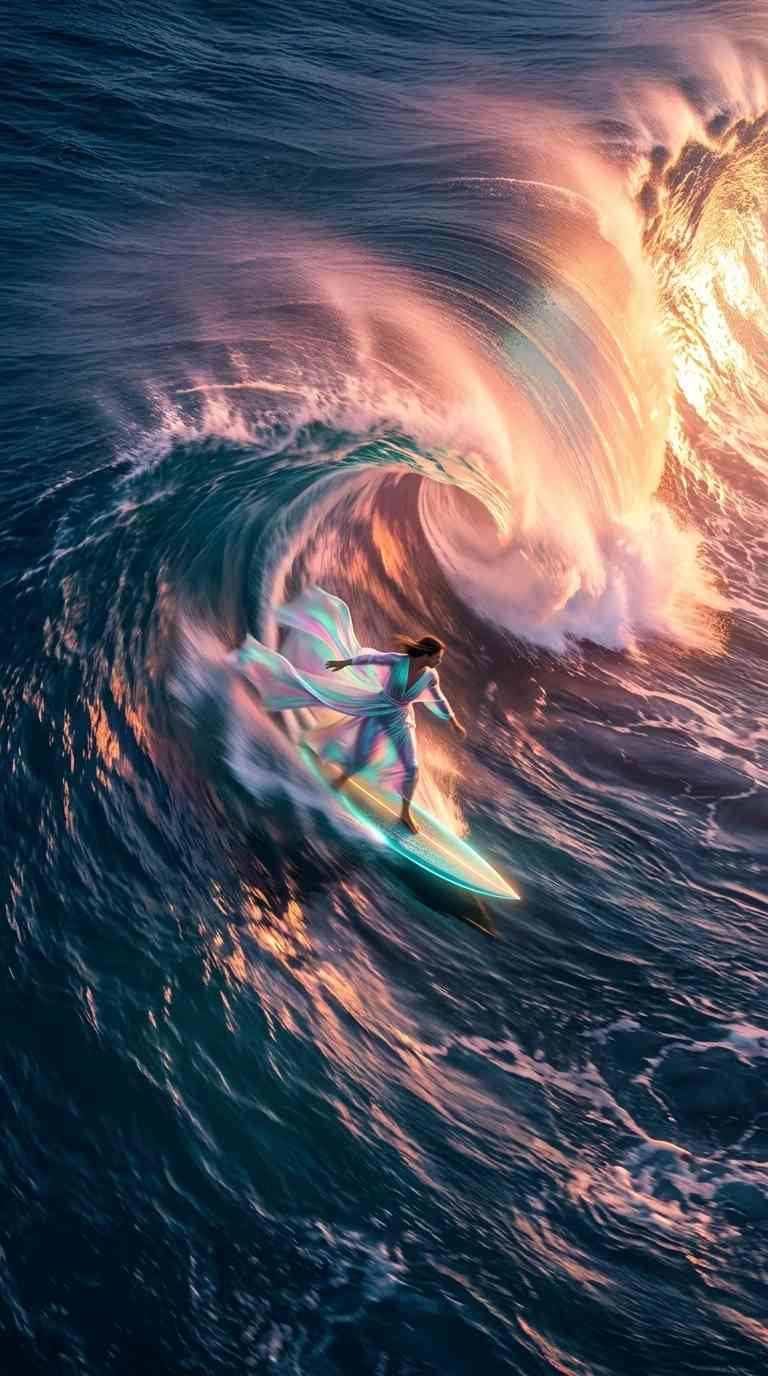 Diosa del Mar Surfeando - Fondos para Celular 4K