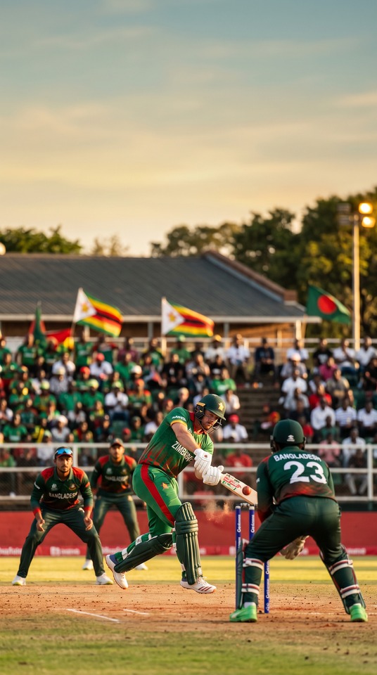 Zimbabwe vs Bangladesh - Cricket Action 4K Wallpaper