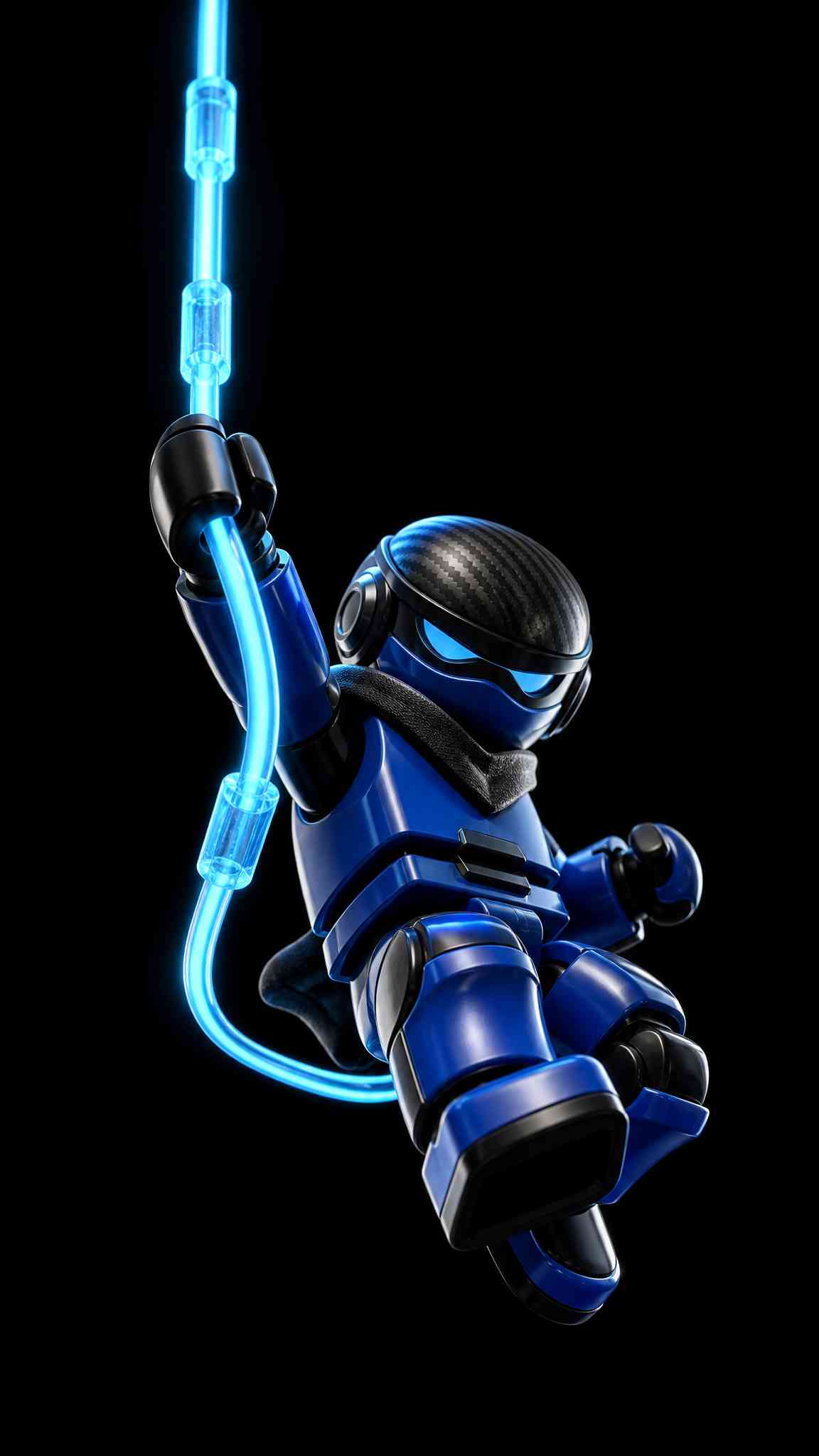 Blue Cyber Ninja Toy - 4K Phone Background