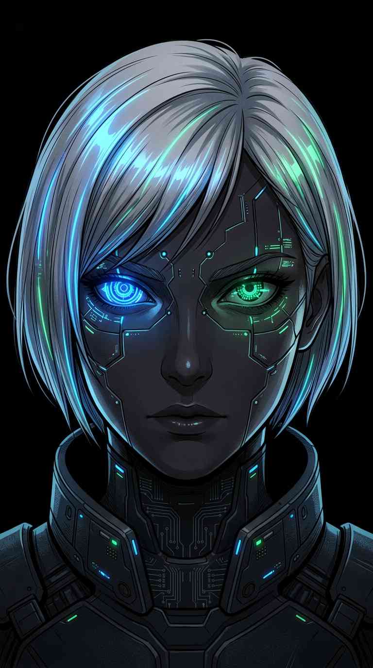 Cyberpunk Cyborg Frau - 4K Hintergrundbild