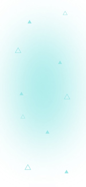 薄いブルーとミントグリーンのグラデーションを背景に、浮遊する幾何学的な三角形の図形。