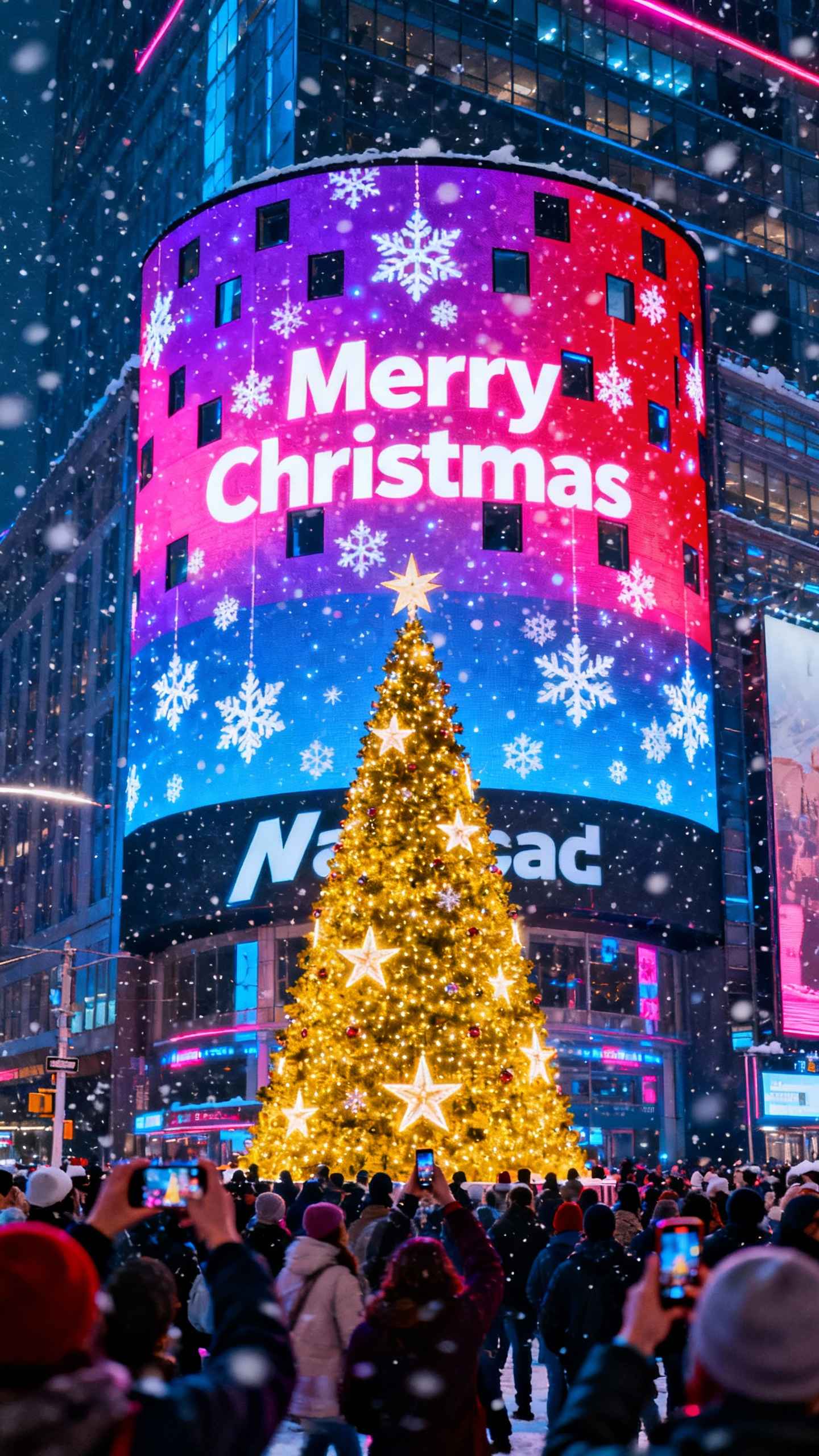 Times Square Weihnachten NYC - 4K Handy Wallpaper