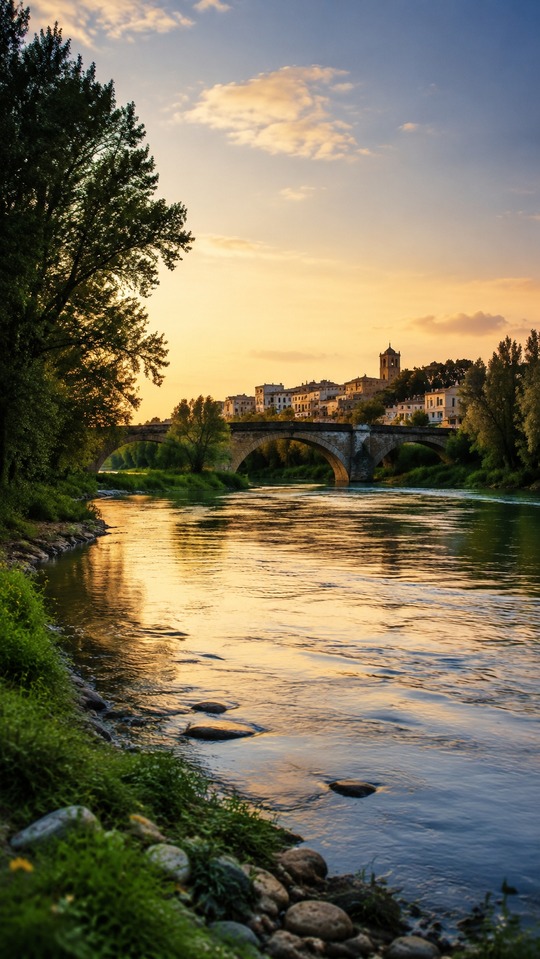 Manlleu Ter River Landscape - 4K Phone Wallpaper