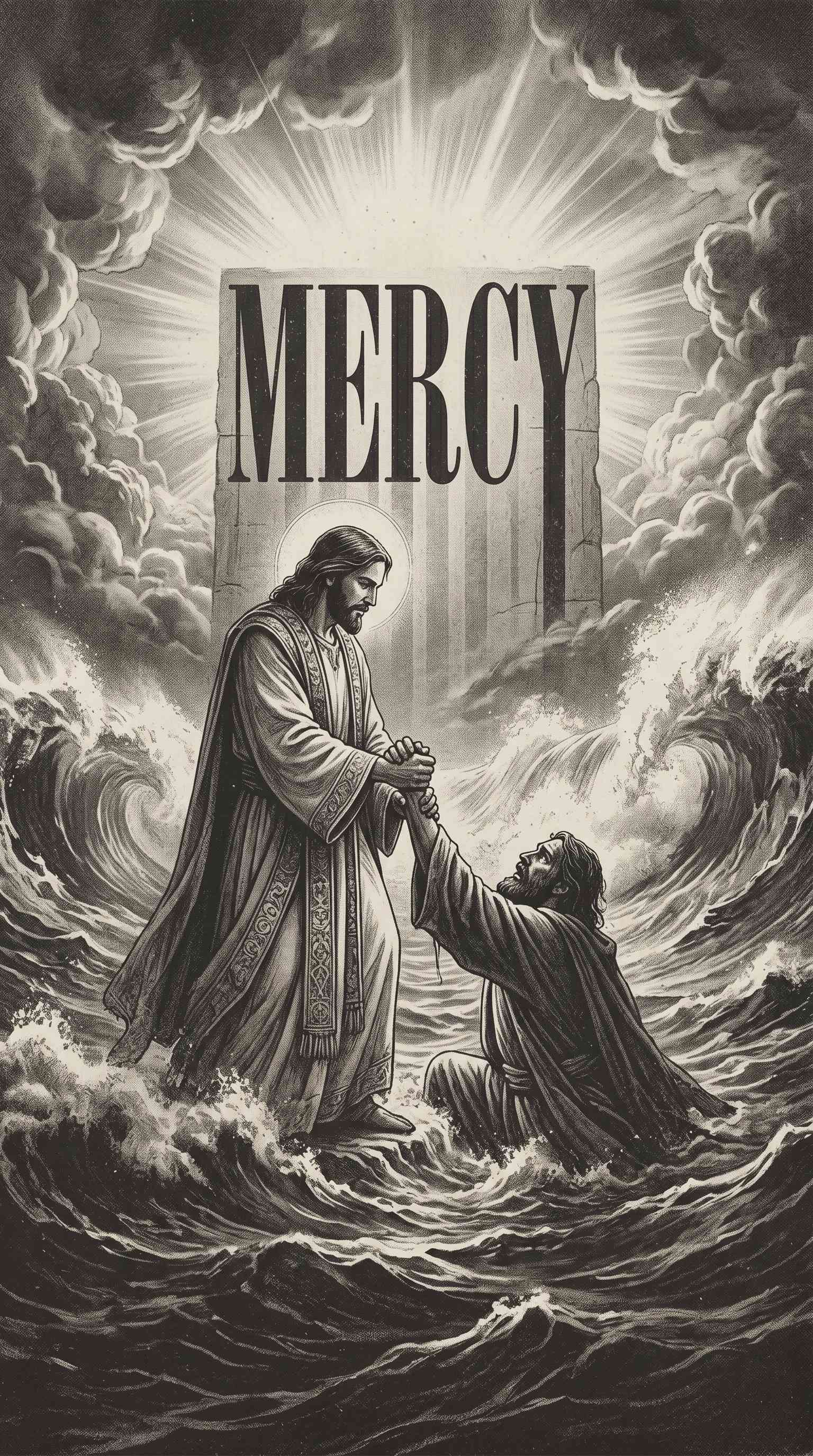 Jesus Christ Mercy Illustration - 4K Wallpaper
