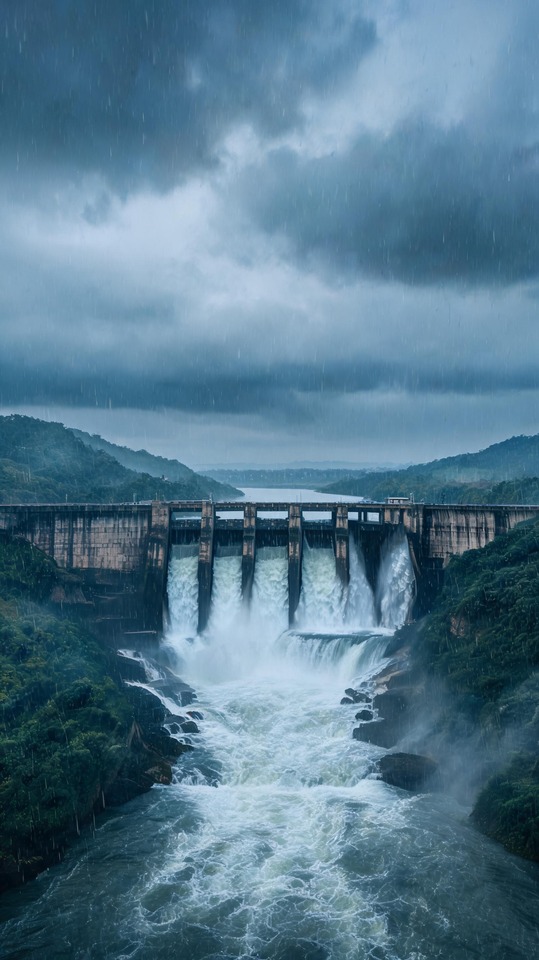 Barrage de Nashik sous la Pluie - Fond d'écran 4K