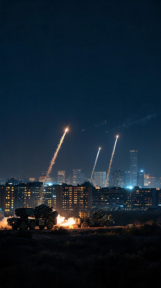 Iran Missile Launcher Night City - 4K Background
