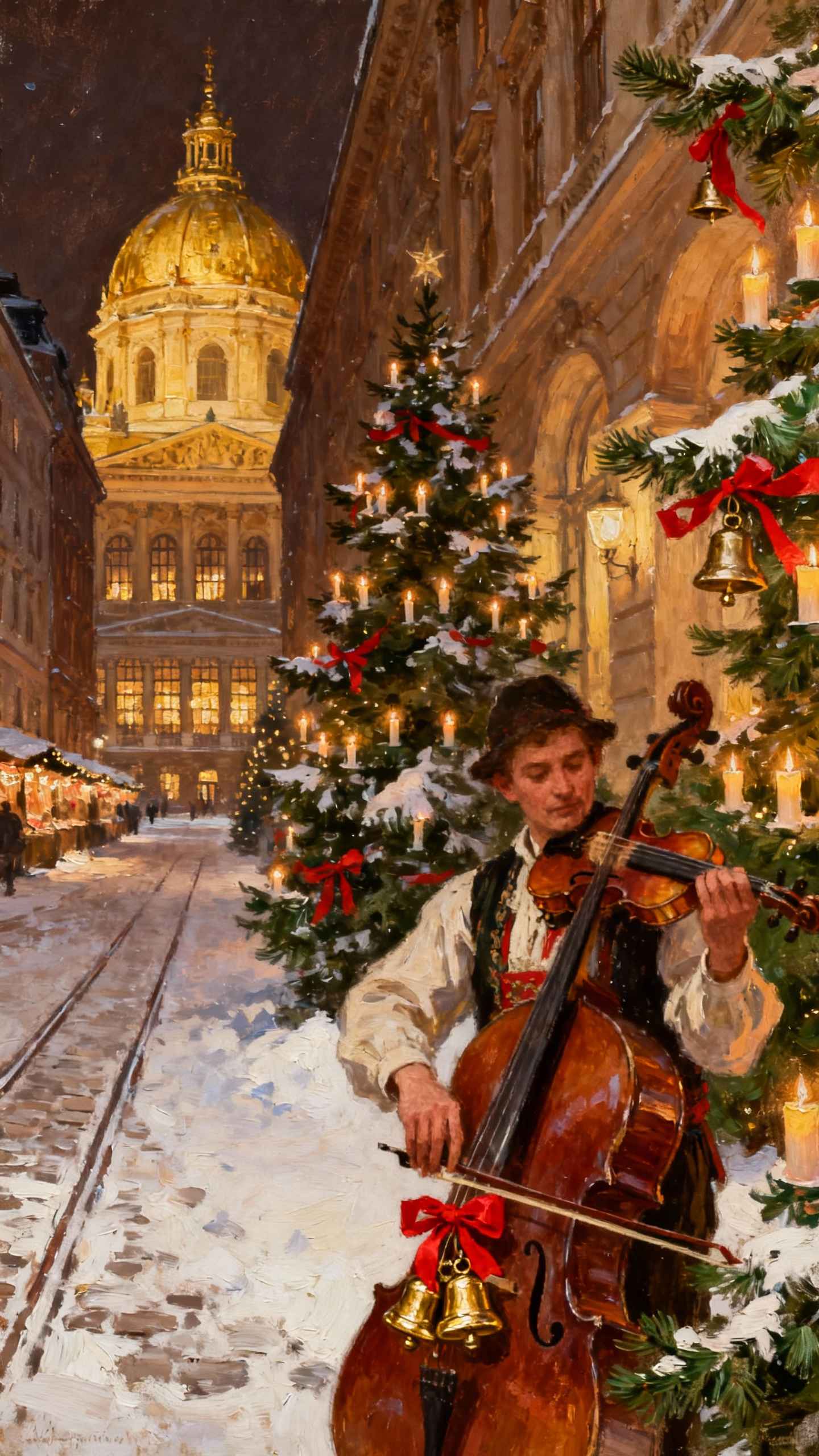 Músico de Cello Navidad - 4K Fondos de Pantalla