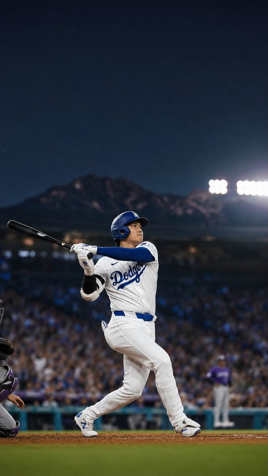 Shohei Ohtani Dodgers Home Run Swing - 4K Wallpaper