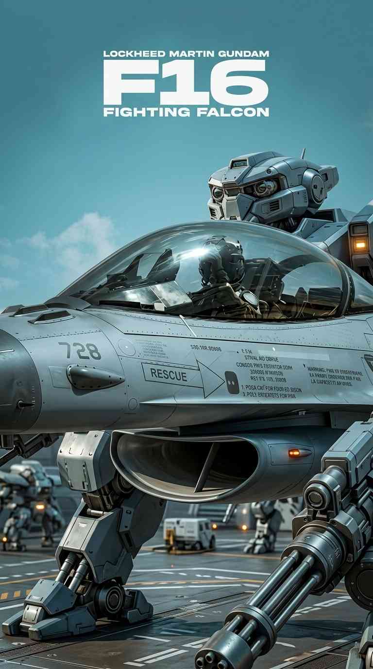 F-16 Gundam Mecha - Fond d'écran 4K