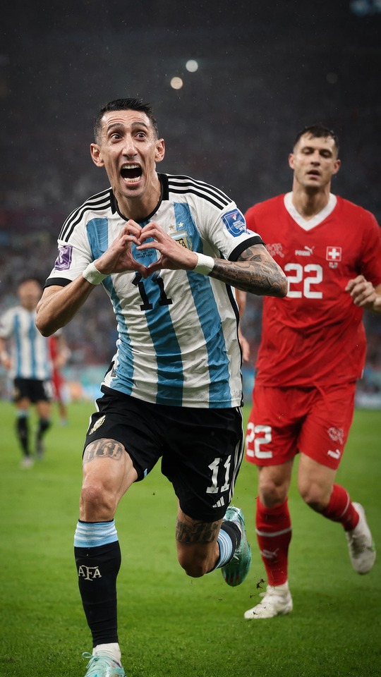 Argentinien gegen Schweiz Angel Di Maria - 4K Wallpaper