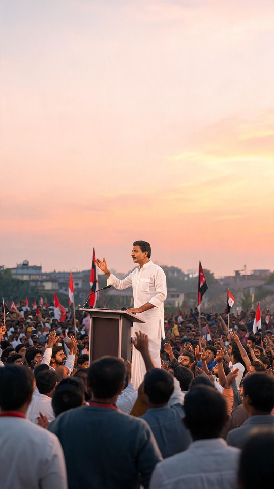 CM Vijay Muthalamaichar Political Rally - 4K Wallpaper