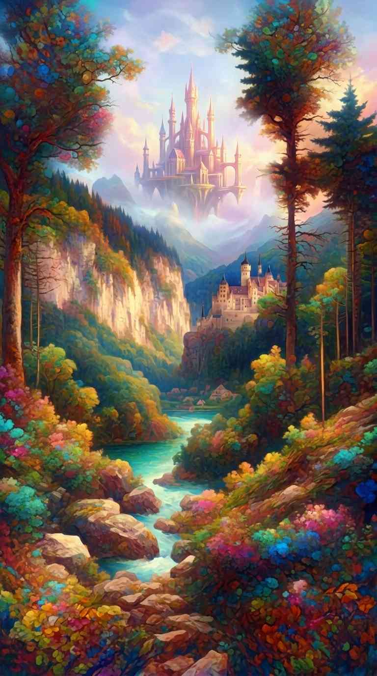 Paisaje de Castillo Flotante - Fondos de Pantalla 4K