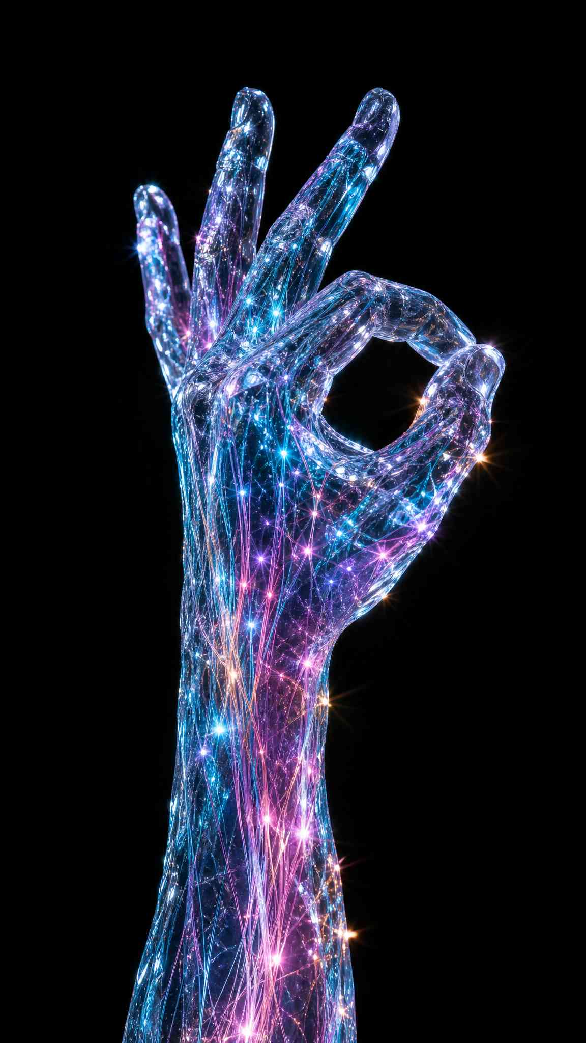 Neural Hand OK Gesture - 4K Phone Background