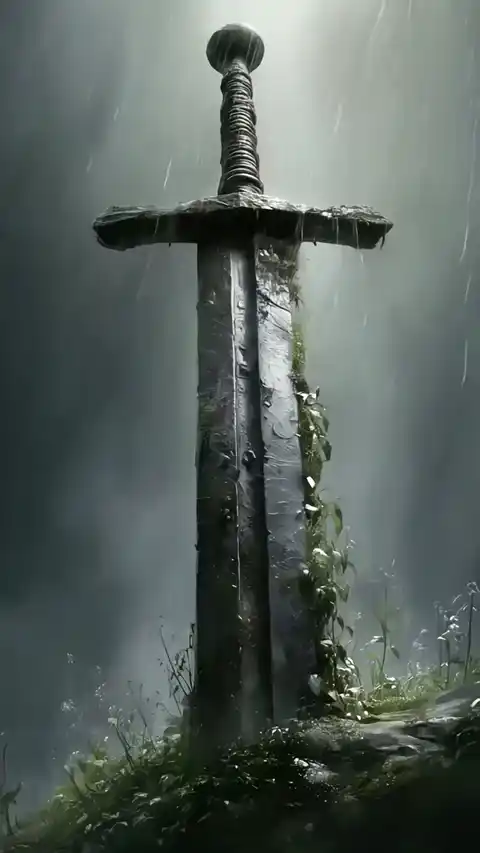 伝説の聖剣 幻想的な雨 - 動く壁紙