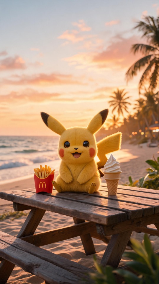 Pikachu Pokemon Summer McDonald's - 4K Phone Wallpaper