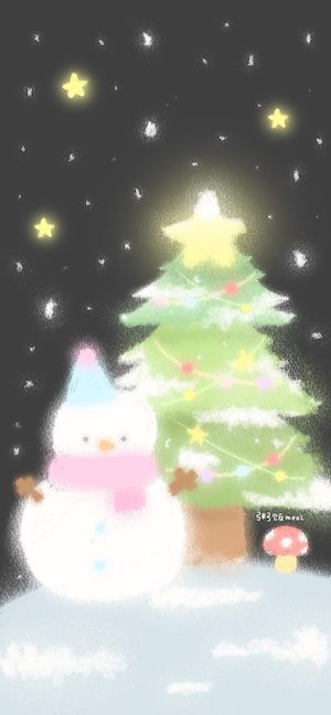 Bonhomme de Neige et Sapin de Noël - Fond d'écran 4K