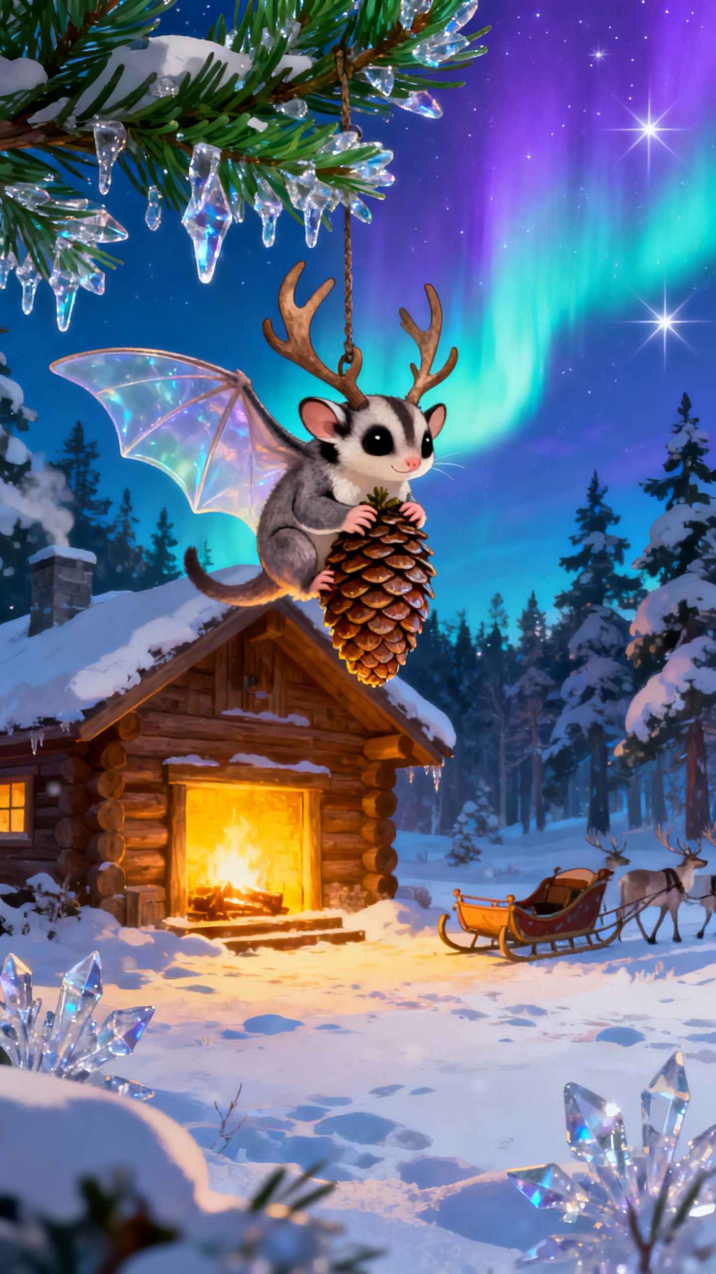 Fantasie Winter-Gleitbeutler - 4K Wallpaper