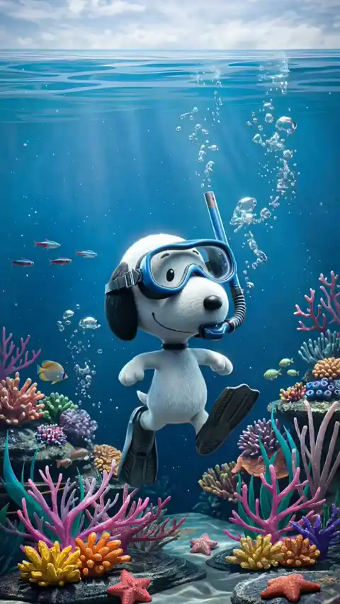 Summer Snoopy Scuba Diving - Live Wallpaper