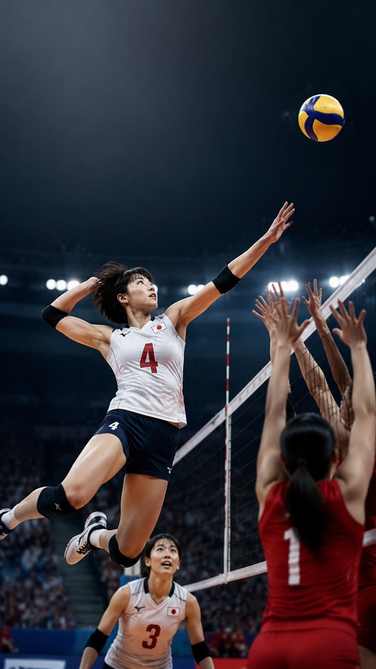 Volleyball Action: Japan Women's National Team - 4K Wallpaper