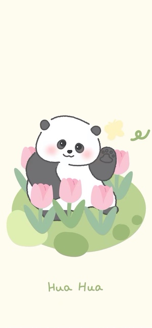 Hua Hua Panda & Pink Tulips - 4K Mobile Wallpaper