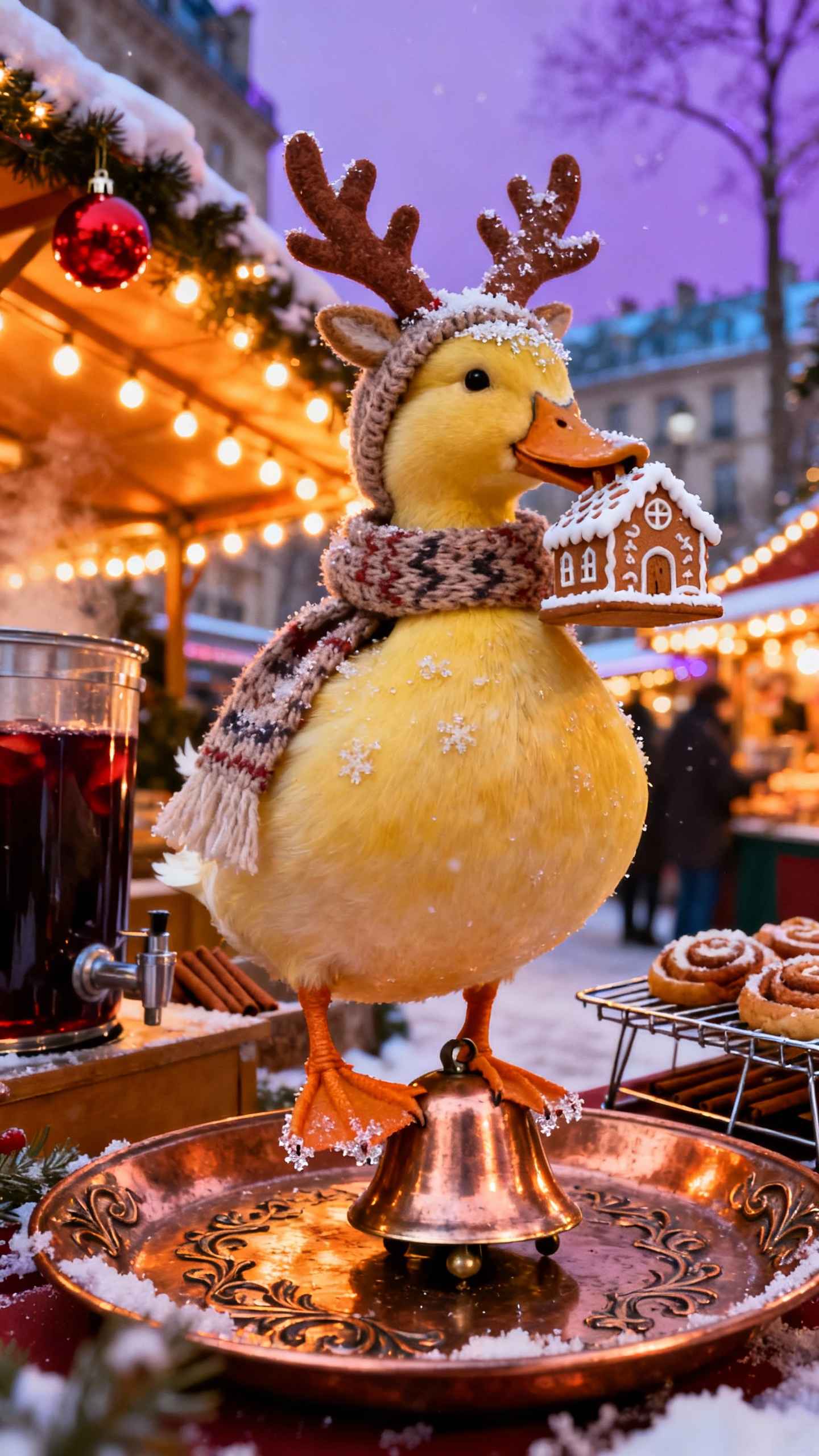 Weihnachtsente auf dem Markt - 4K Hintergrundbild