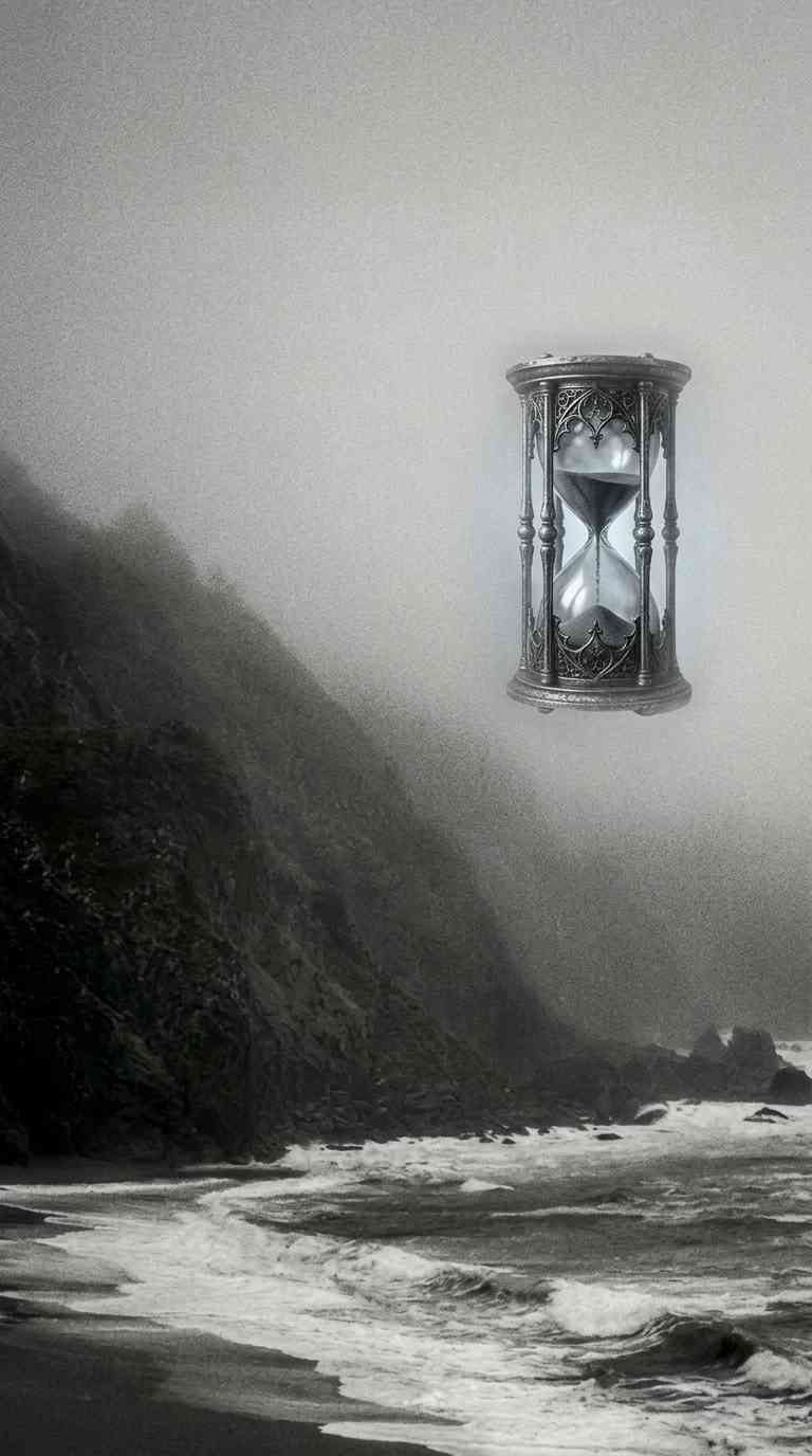 Gothic Hourglass Over Ocean - 4K Wallpapers