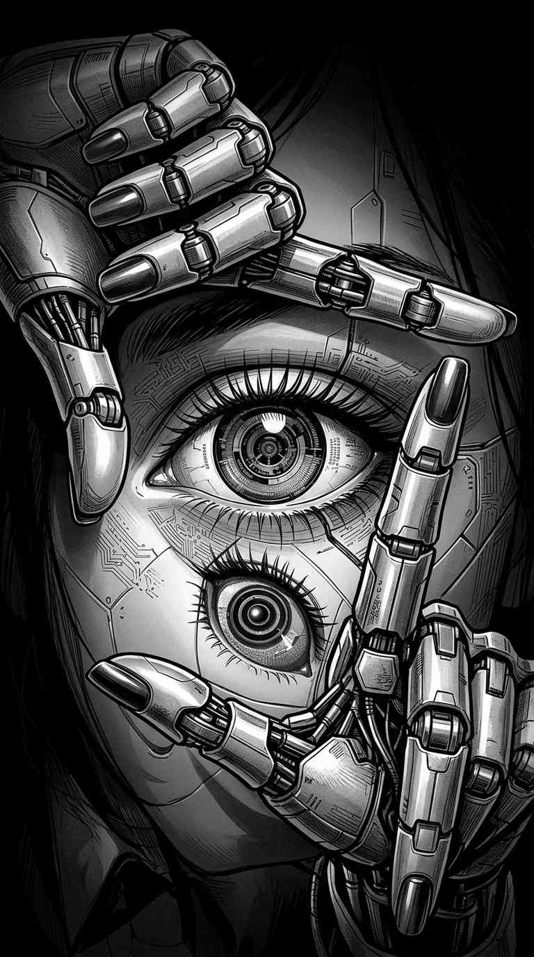 Cyborg Girl Art Mécanique - Fond d'écran 4K